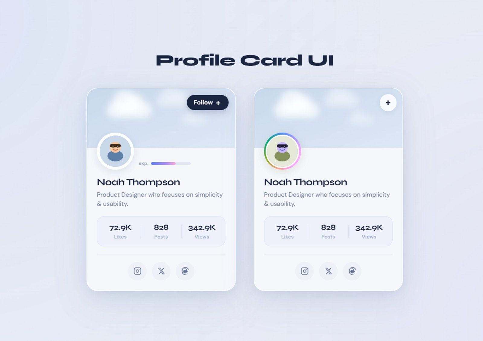 Responsive Profile Card UI Design with HTML CSS JavaScript – Free Download