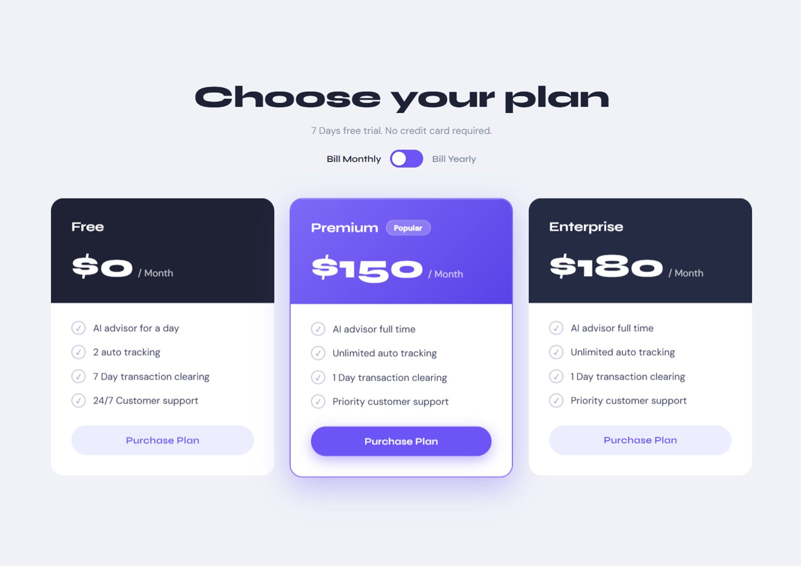 Free Responsive Pricing Table Cards with Toggle Switch (HTML CSS JS)