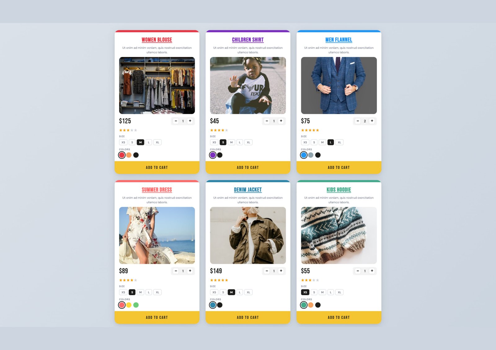 Responsive Product Cards UI Design with HTML CSS JavaScript Free Download