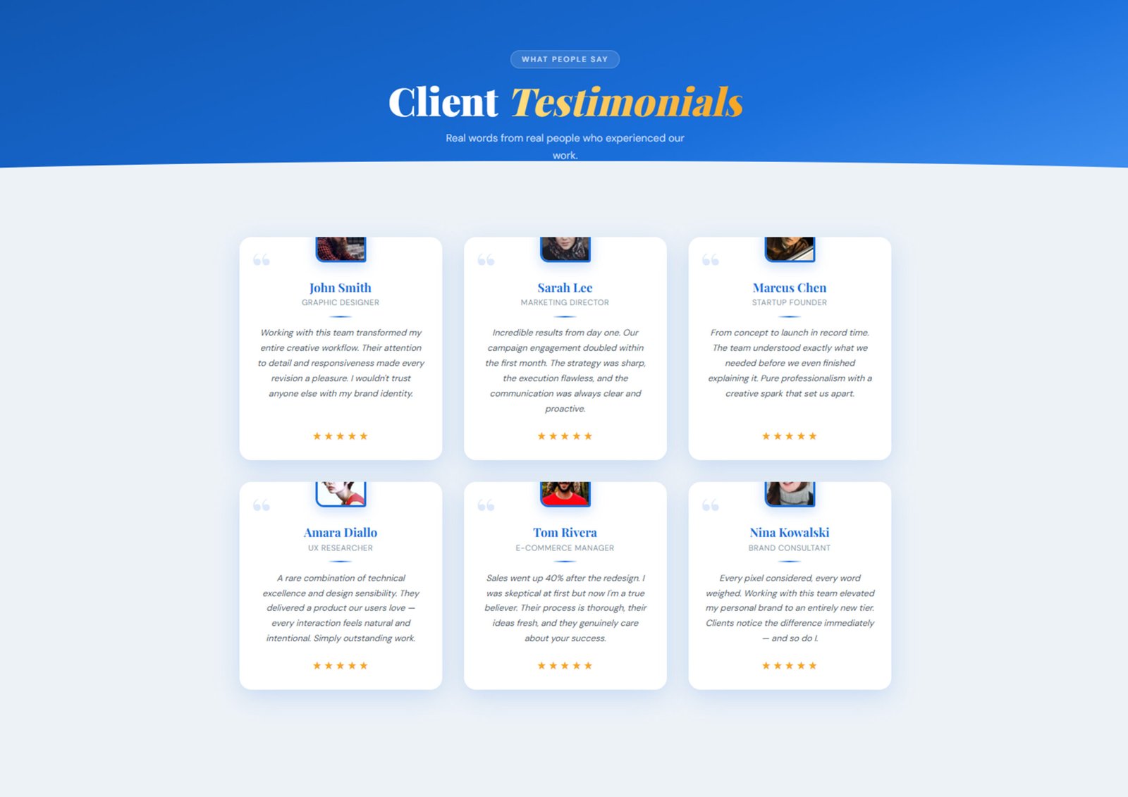 Modern Testimonial Cards UI Design Using HTML CSS JavaScript Free Download