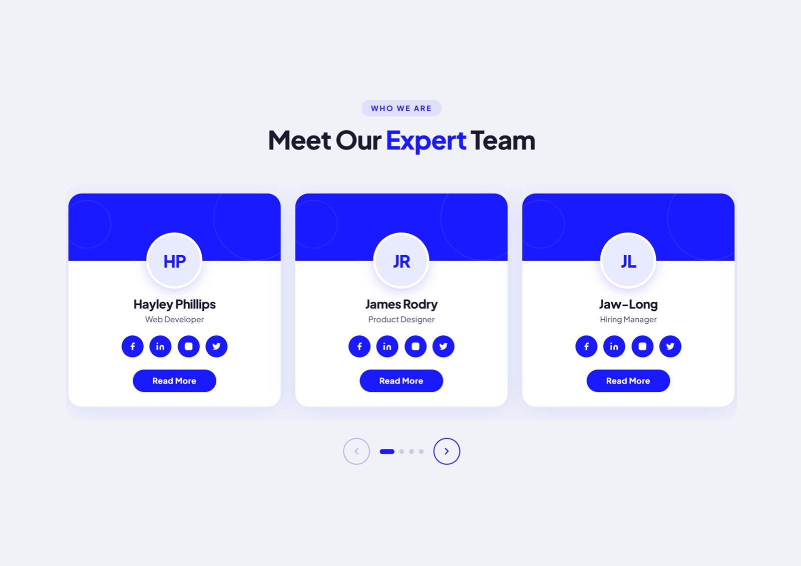 Free Responsive Team Carousel UI Design with HTML CSS JavaScript