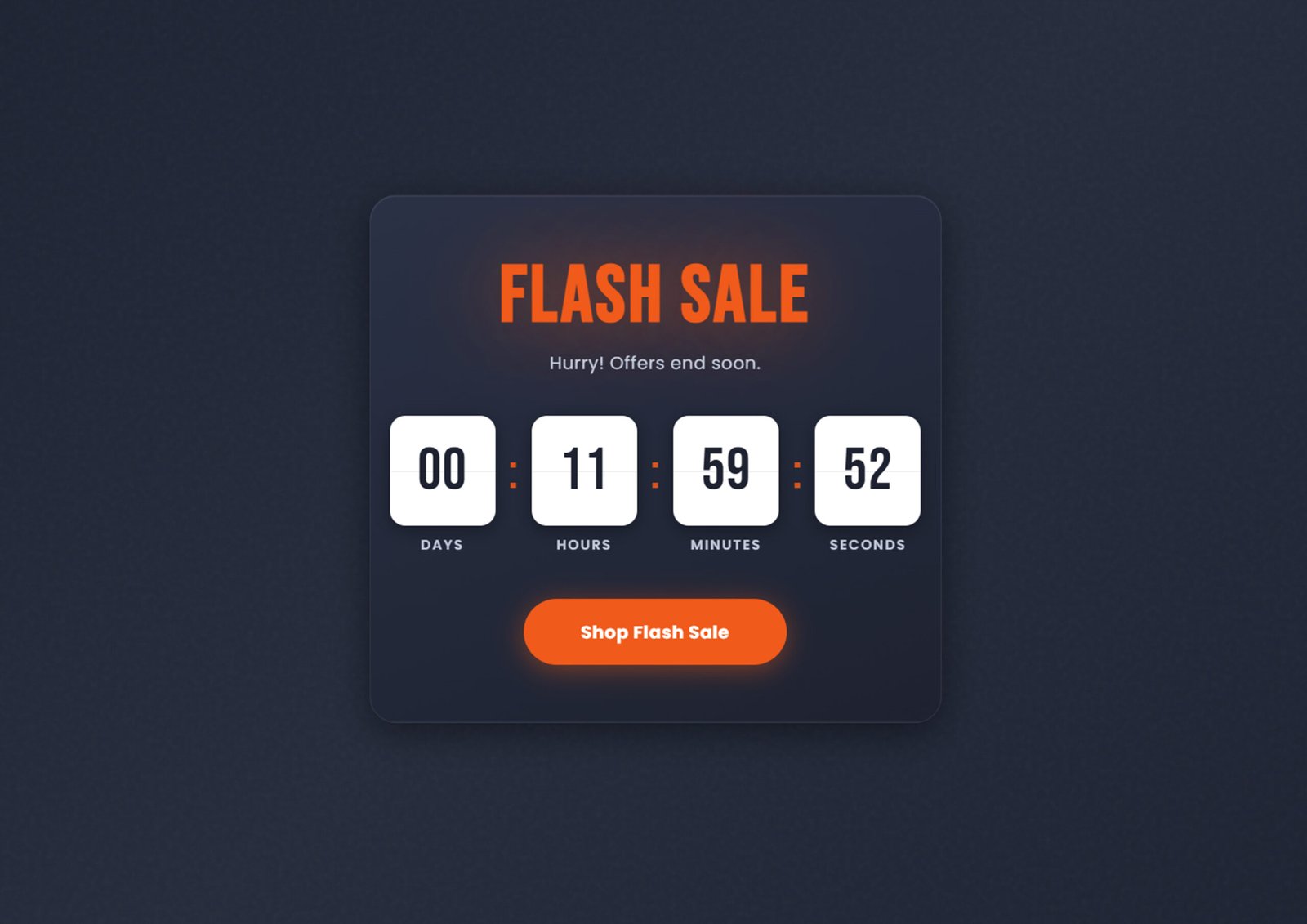 Free Responsive Countdown Timer UI Design with HTML CSS and JavaScript