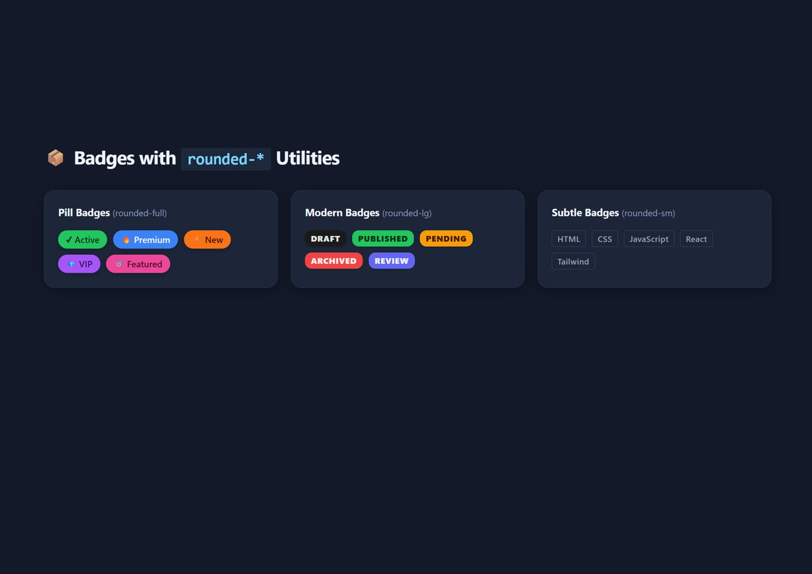 Modern Badge & Tag UI Kit with Rounded Styles – HTML CSS JavaScript Free Download