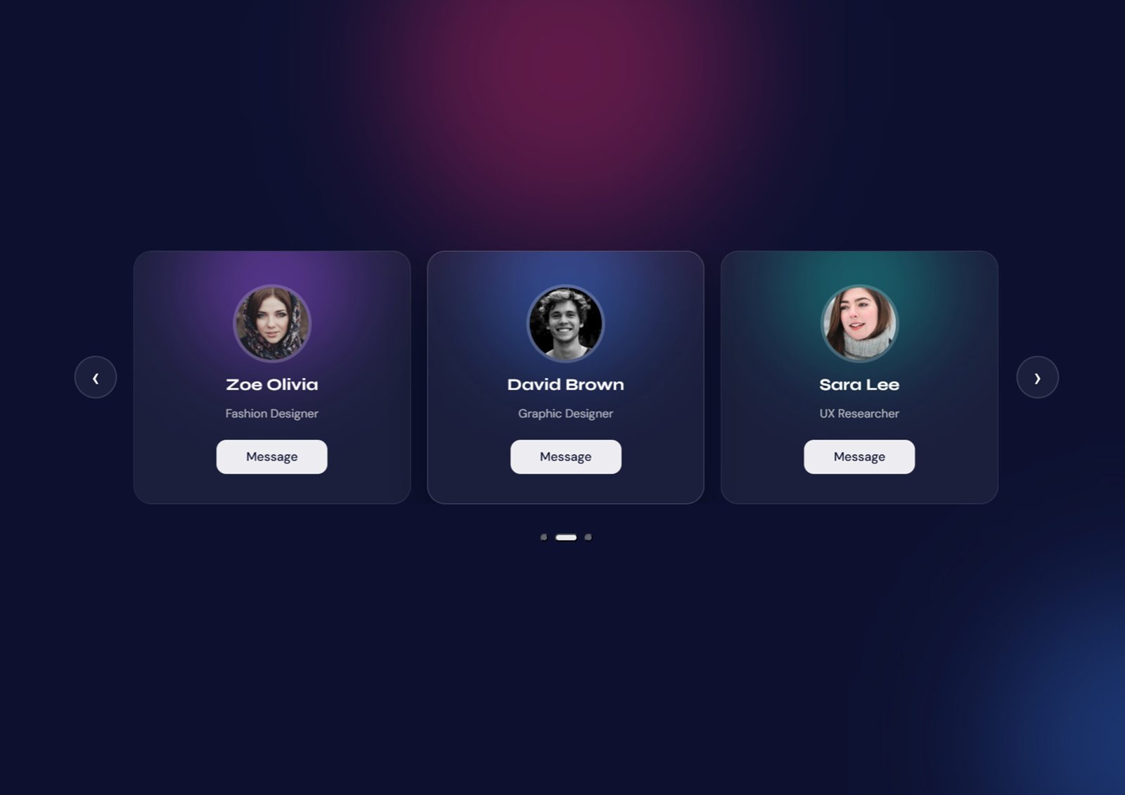 Responsive Team Profile Image Slider UI Design Using HTML CSS JavaScript Free Download