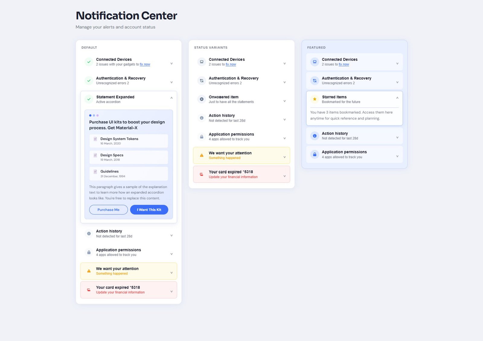 Responsive Accordion UI Design with HTML CSS JavaScript | Notification Center UI Free Download