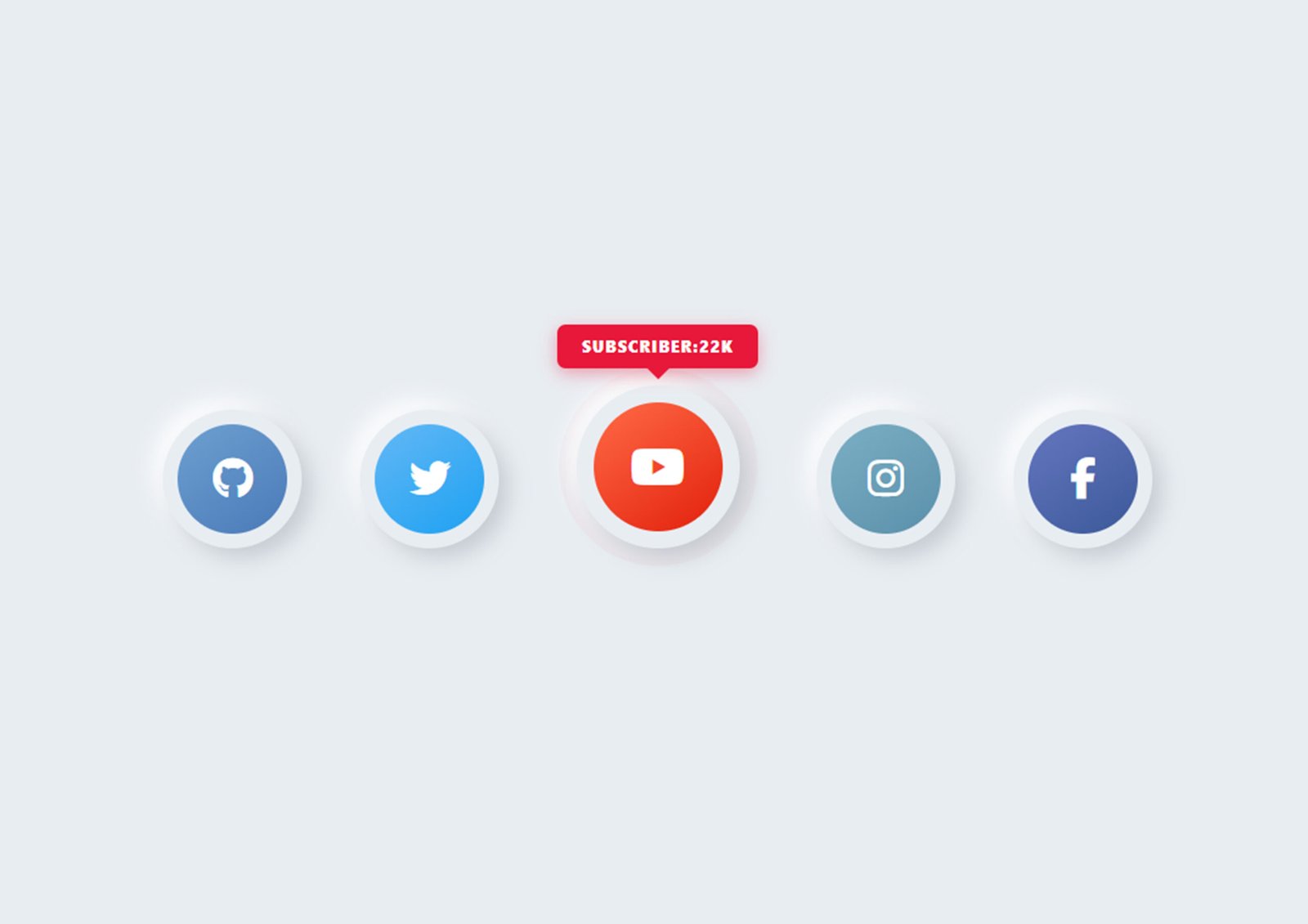 Responsive Social Media Icon Button UI Design with HTML CSS JavaScript Free Download
