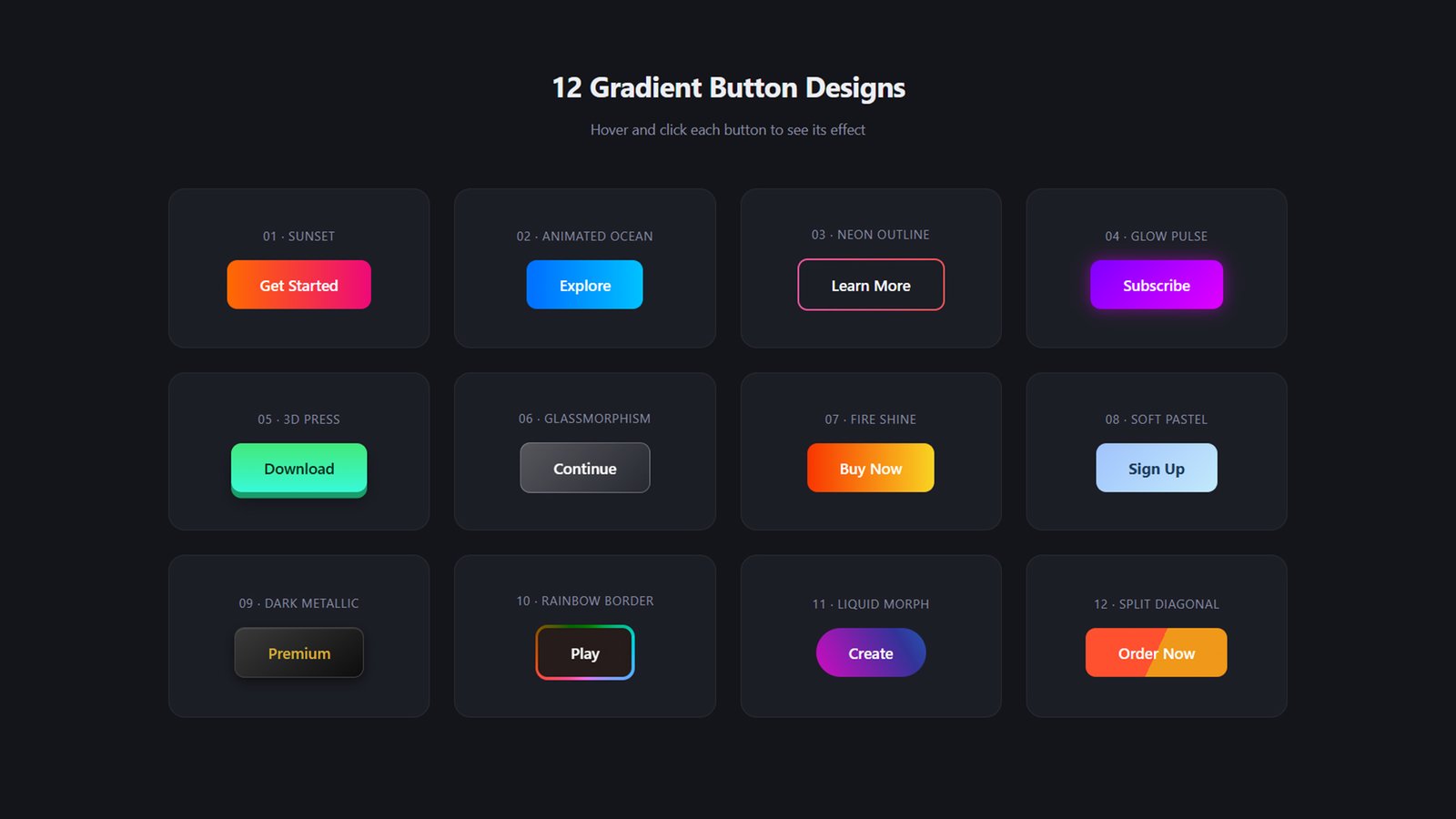 12 CSS Gradient Button Examples | Free HTML & CSS Code